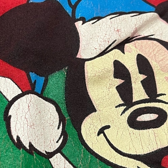 Vintage 1980s Mickey Mouse Disney Cartoon Christmas Ugly Sweatshirt - Picture 7 of 7